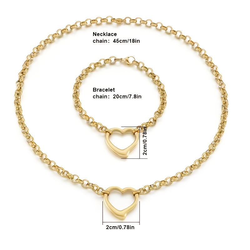 Golden Women's Casual Bracelet Necklace Set